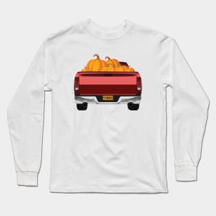 Pickup Truck with Pumpkins in Rear Bed Long Sleeve T-Shirt